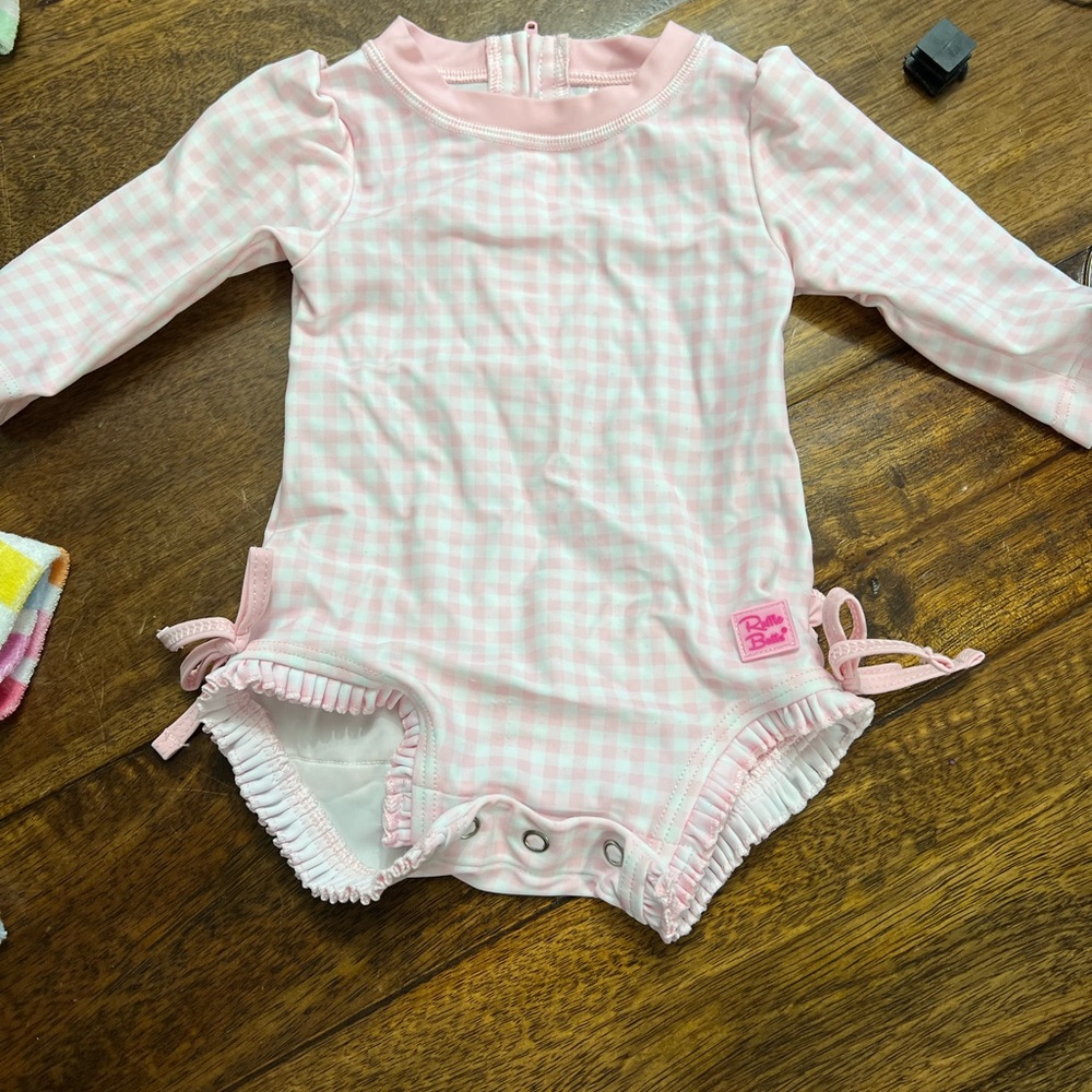 Pink Gingham Long Sleeve Baby Romper